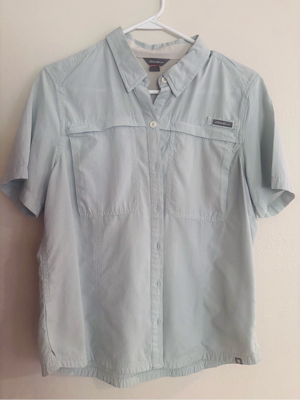 Eddie Bauer Light Blue Camp Short-Sleeve Button-Front Casual Shirt